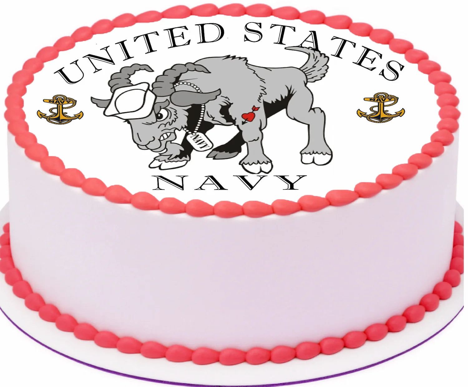 Independence Day cake with red, white, and blue decorations featuring a truck and eagle.