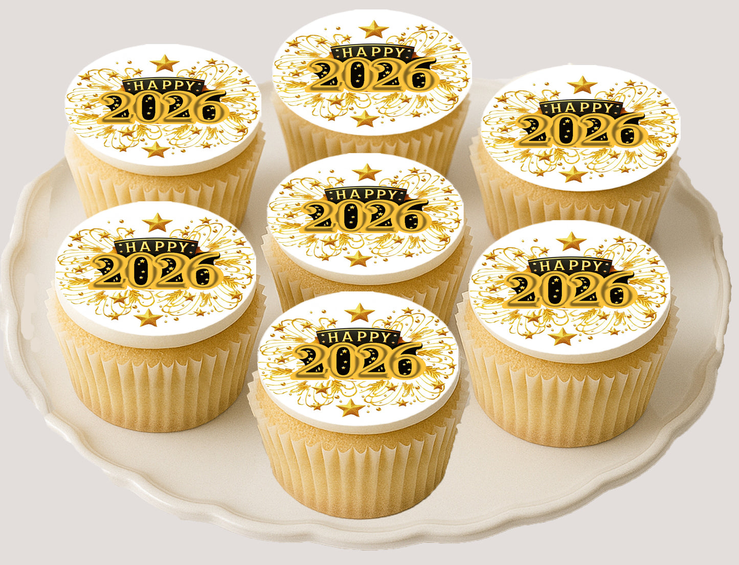 Easy to Use Golden Celebration Edible Image Cookie & Cupcake Topper