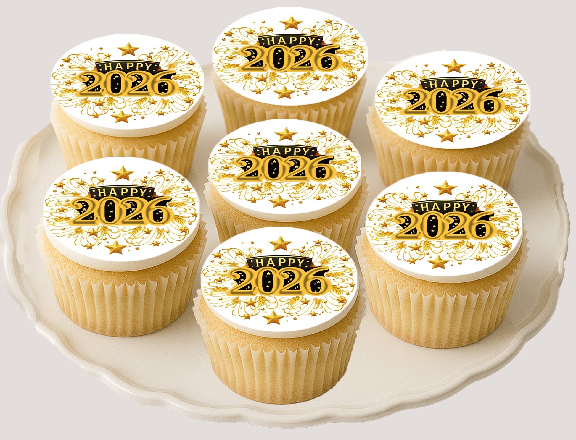 Easy to Use Golden Celebration Edible Image Cookie & Cupcake Topper