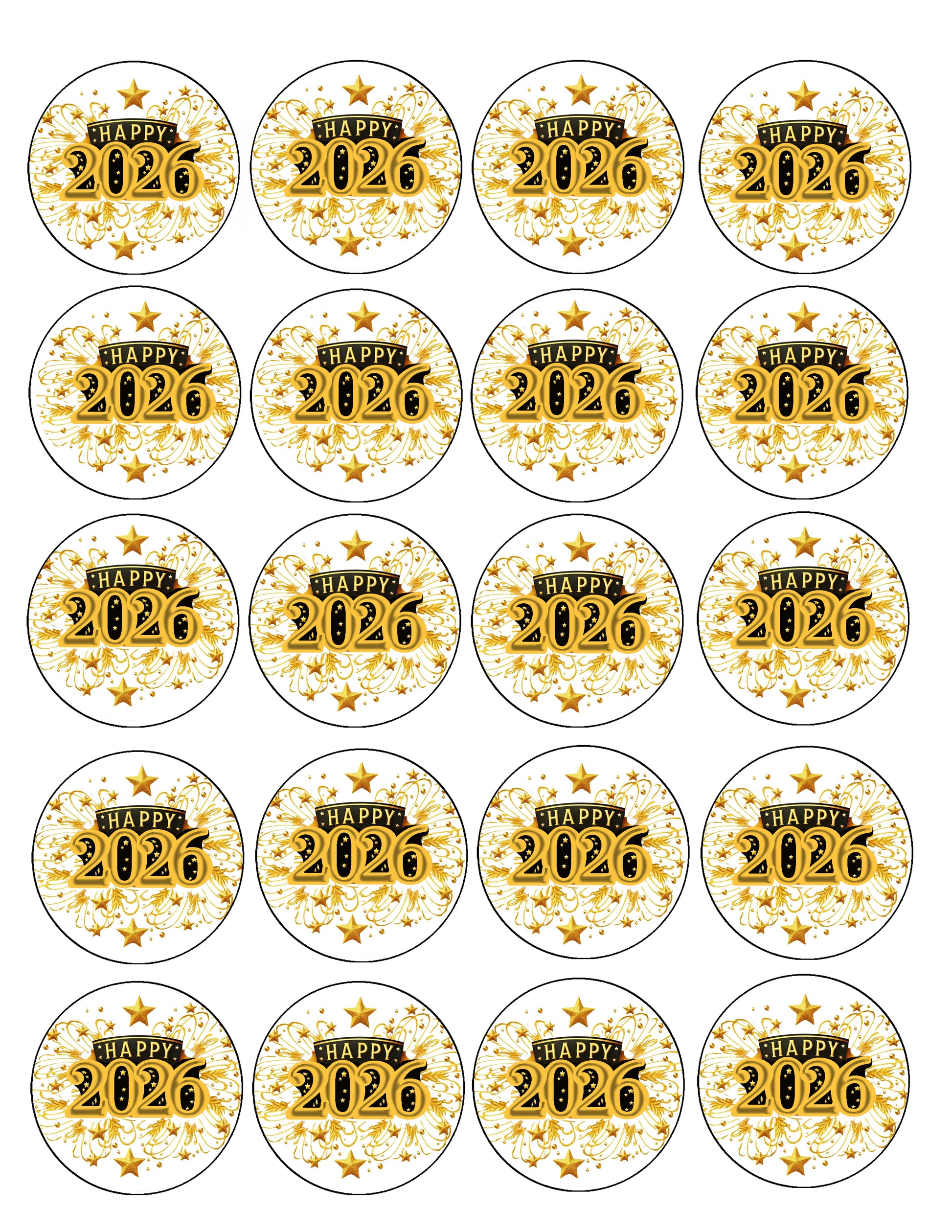 Sheet of Golden Celebration Edible Image Cookie & Cupcake Topper