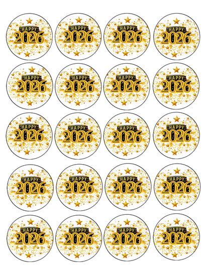 Sheet of Golden Celebration Edible Image Cookie & Cupcake Topper