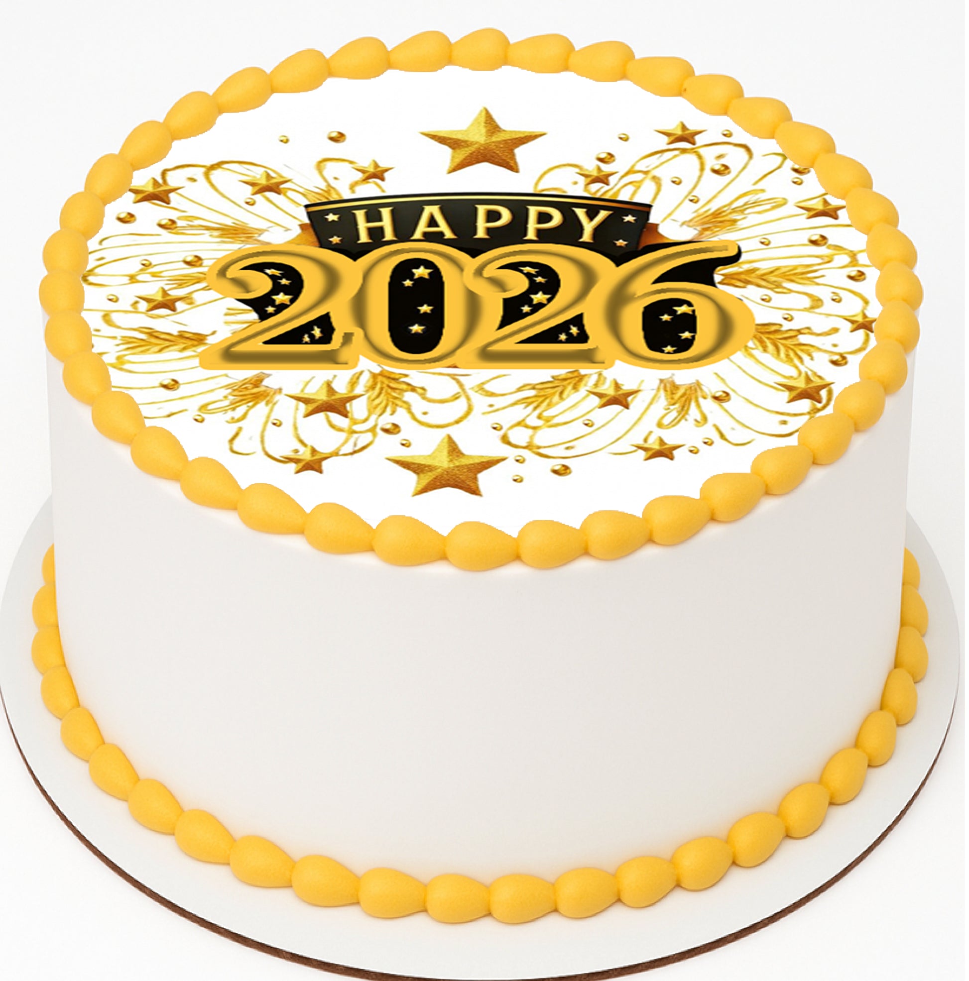 Golden Celebration Happy New Year Edible Image Cake Topper easy to use