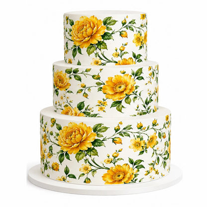 Golden Garden Wedding Custom Edible Image Cake Wrap – Seamless Icing Sheet - RA Pape