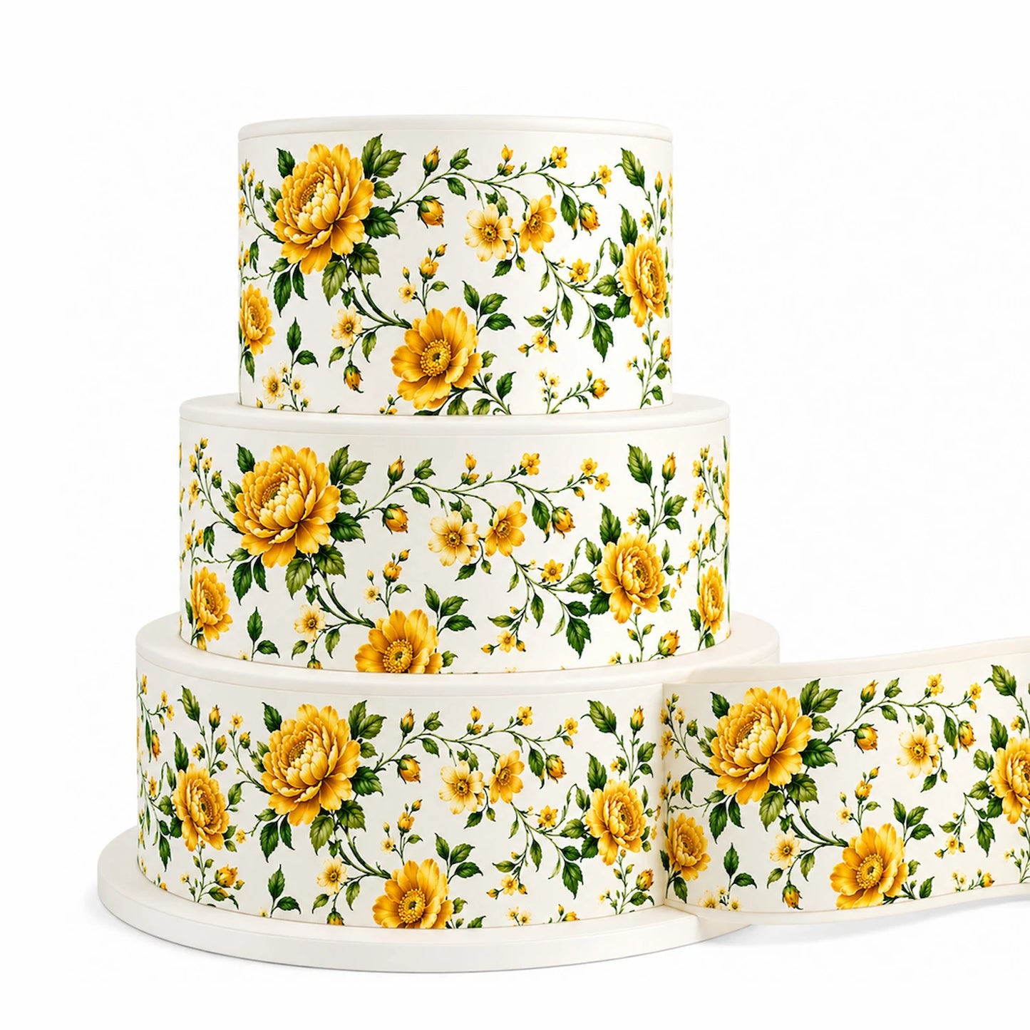 Golden Garden Wedding Custom Edible Image Cake Wrap – Seamless Icing Sheet - RA Pape Easy to Apply