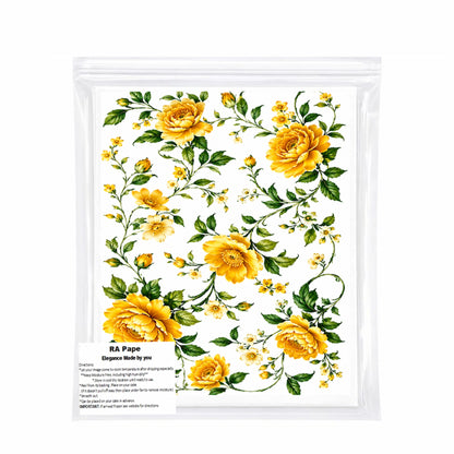 We send you enough precut Golden Garden Wedding Custom Edible Image Cake Wrap – Seamless Icing Sheet - RA Pape  to fit yoour cake sealed in it's own bag for storage until you are ready to use