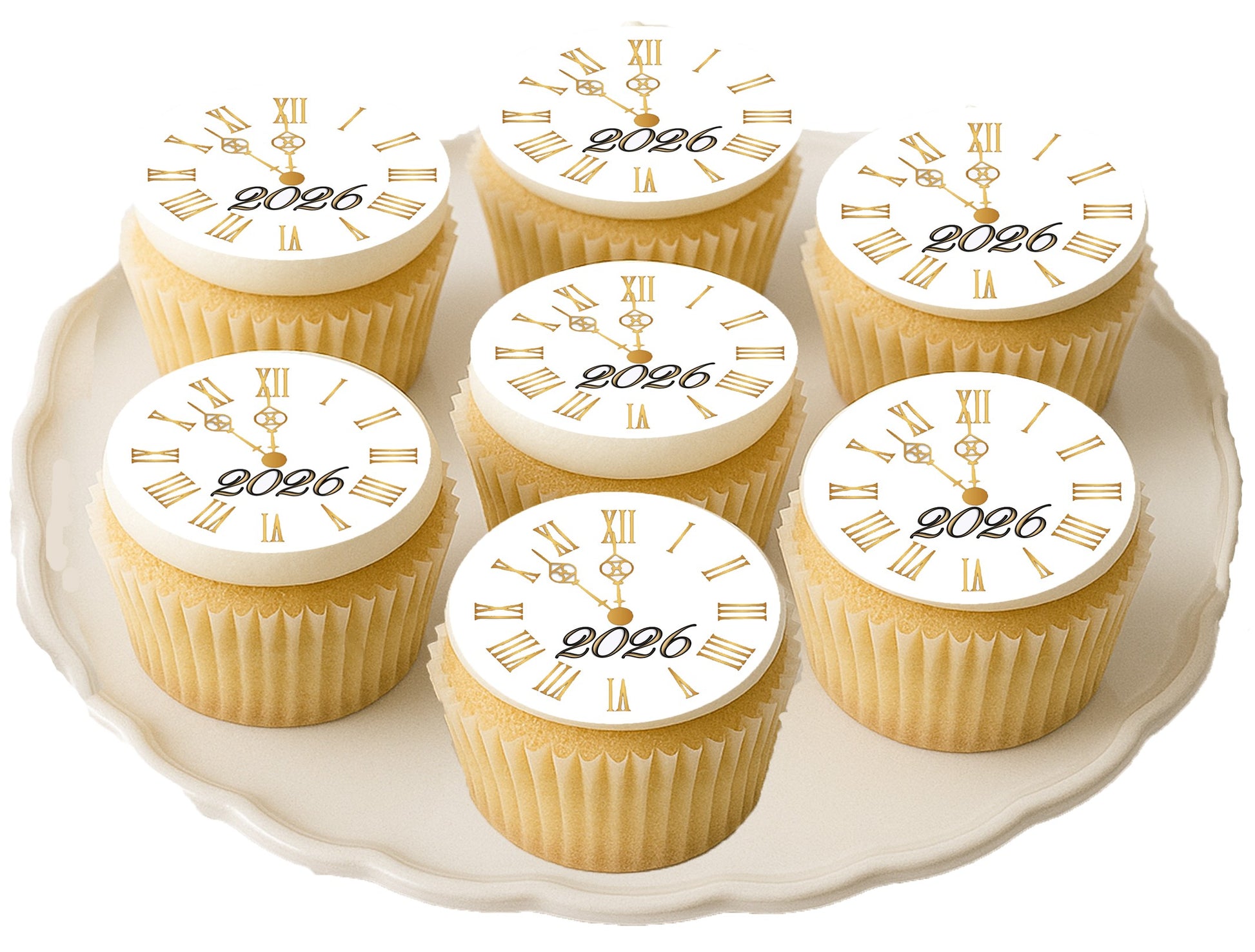 Golden New Year Edible Image Clock Cookie & Cupcake Topper Easy to Use