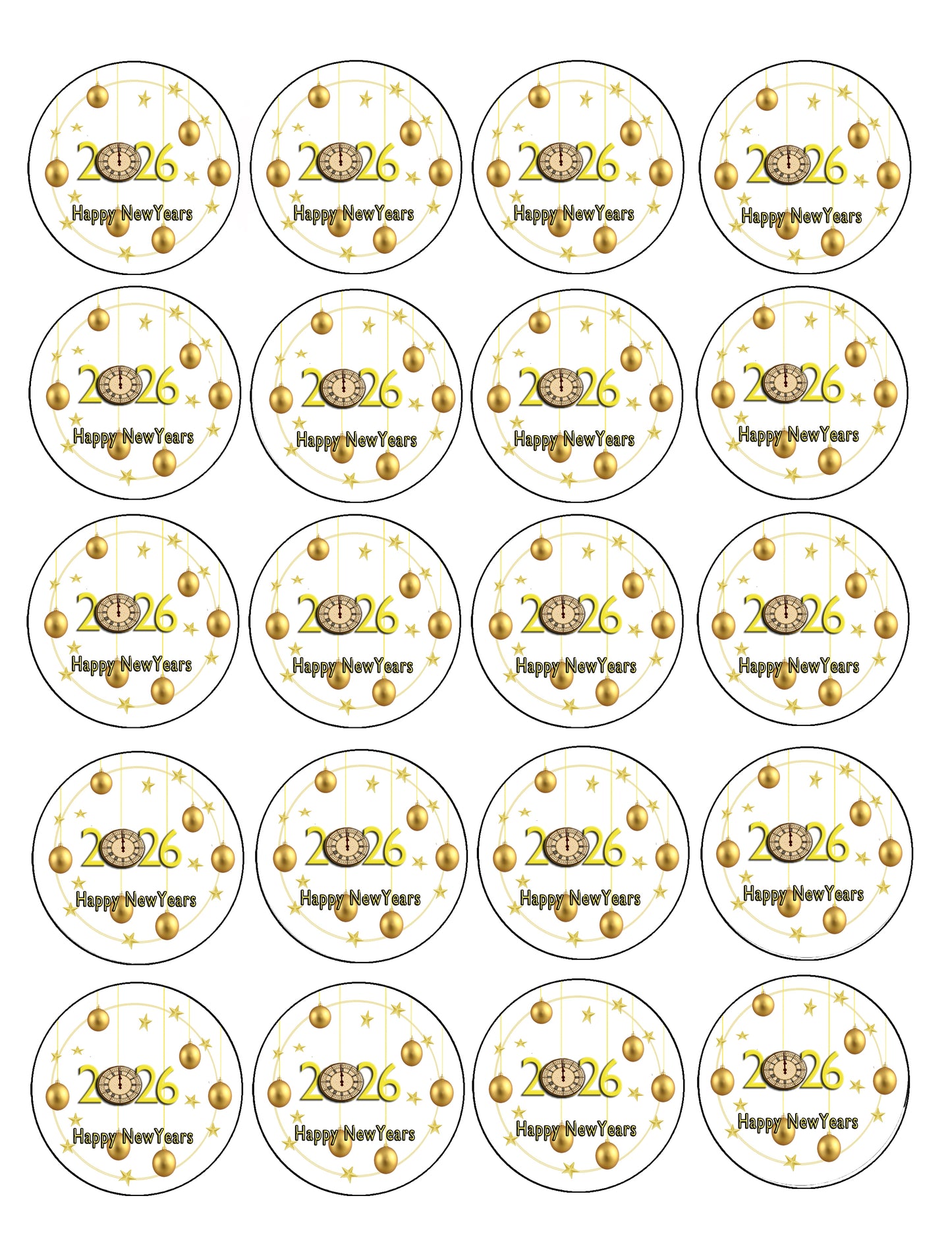 Sheet Easy to Use Golden Ornament Wishes Edible Image Cookie & Cupcake Topper