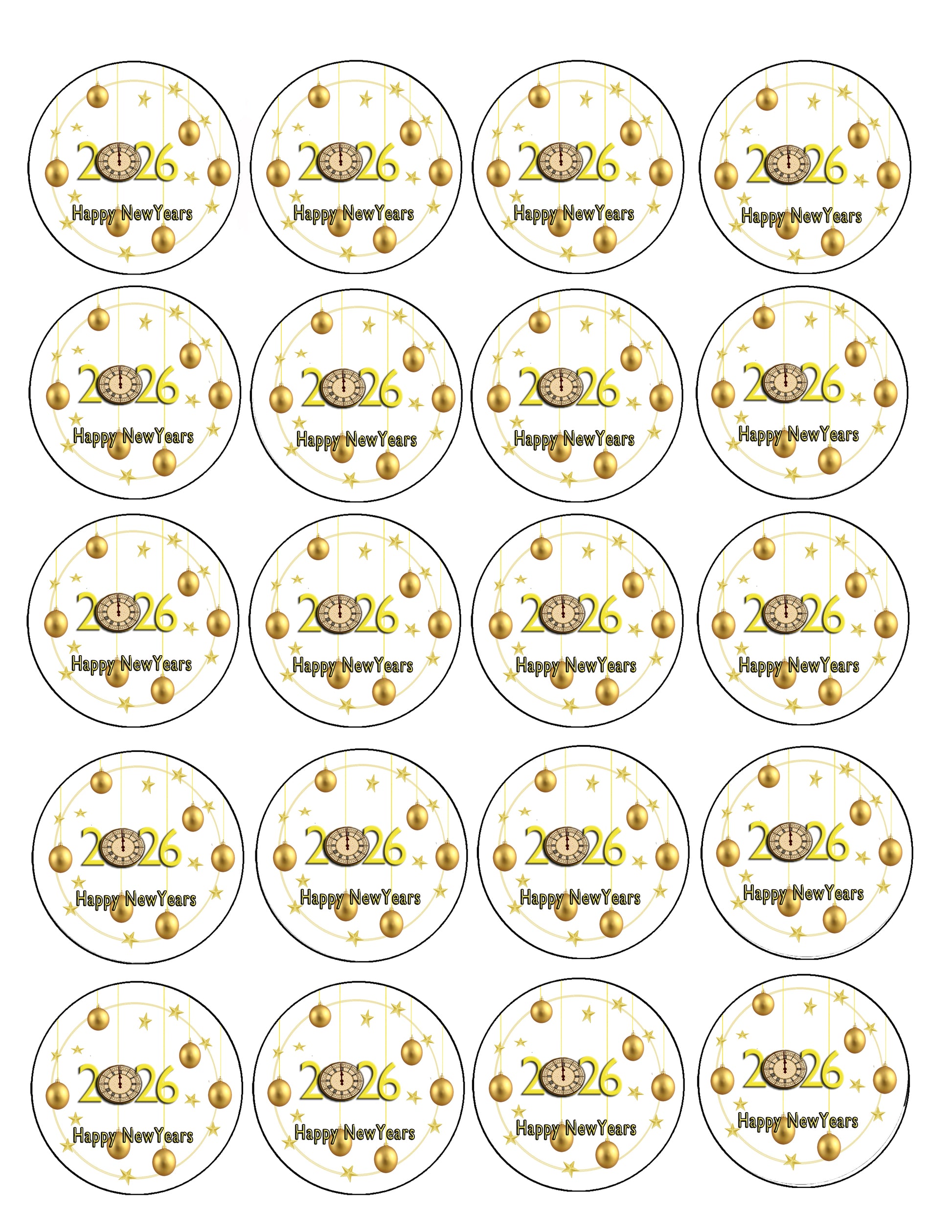 Sheet Easy to Use Golden Ornament Wishes Edible Image Cookie & Cupcake Topper