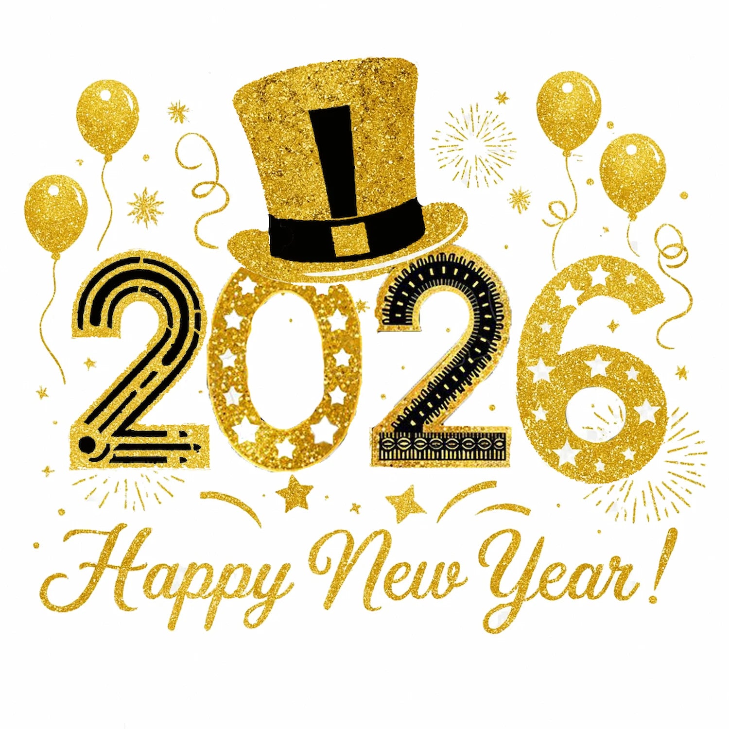 Golden Top Hat New Year Edible Image Sheet ready to Use