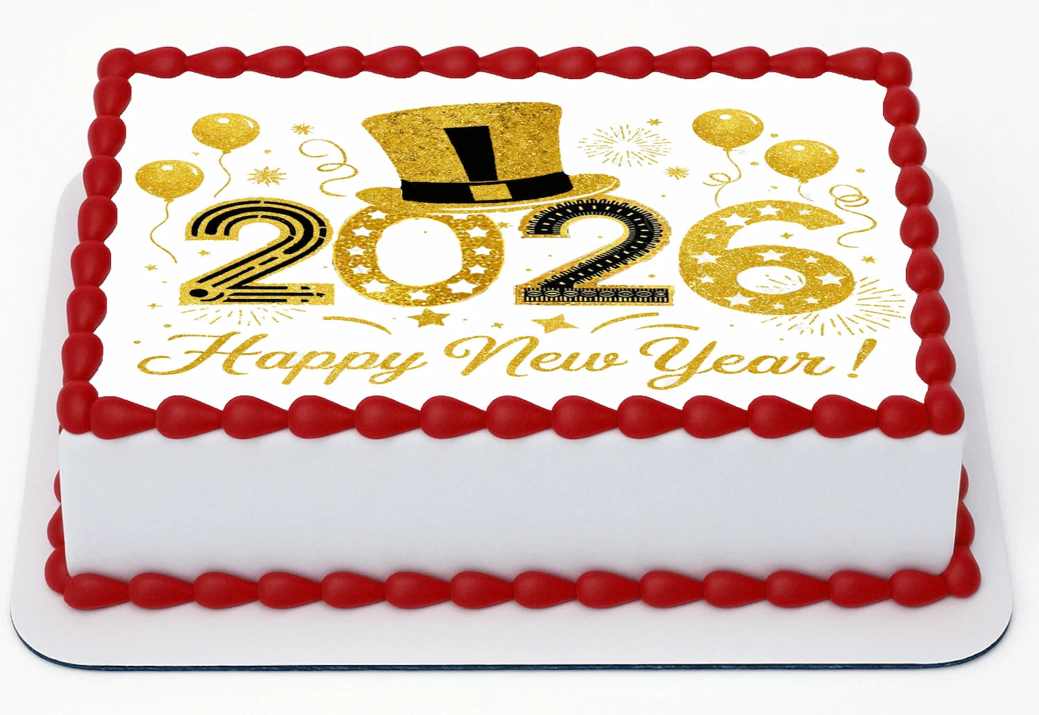 Golden Top Hat New Year Edible Image Sheet Vibrant 