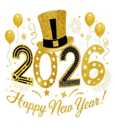 Golden Top Hat New Year Edible Image Cake Topper party time