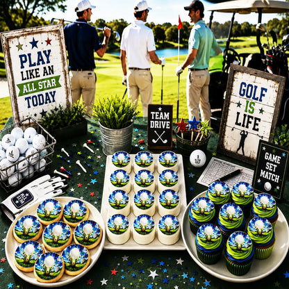 Celebrate with Golf Edible Image Cake Topper -  20 - 2" Precut Icing Sheet - RA Pape