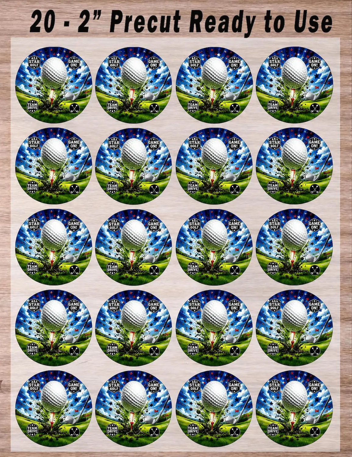 Golf Edible Image Cake Topper -  20 - 2" Precut Icing Sheet - RA Pape Ready to use 