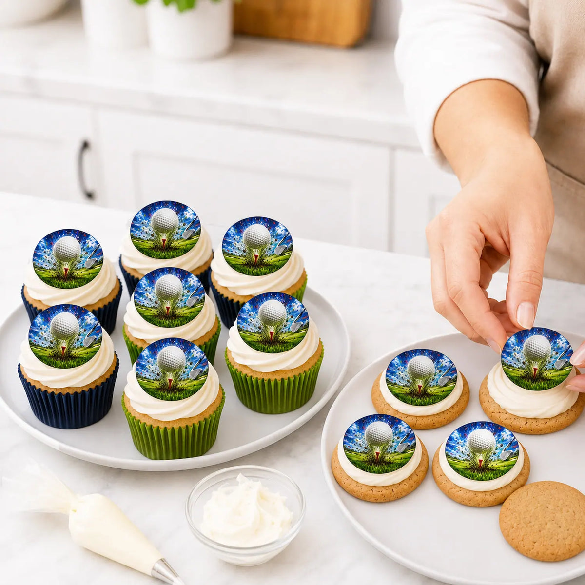 Golf Edible Image Cake Topper -  20 - 2" Precut Icing Sheet - RA Pape Easy to apply