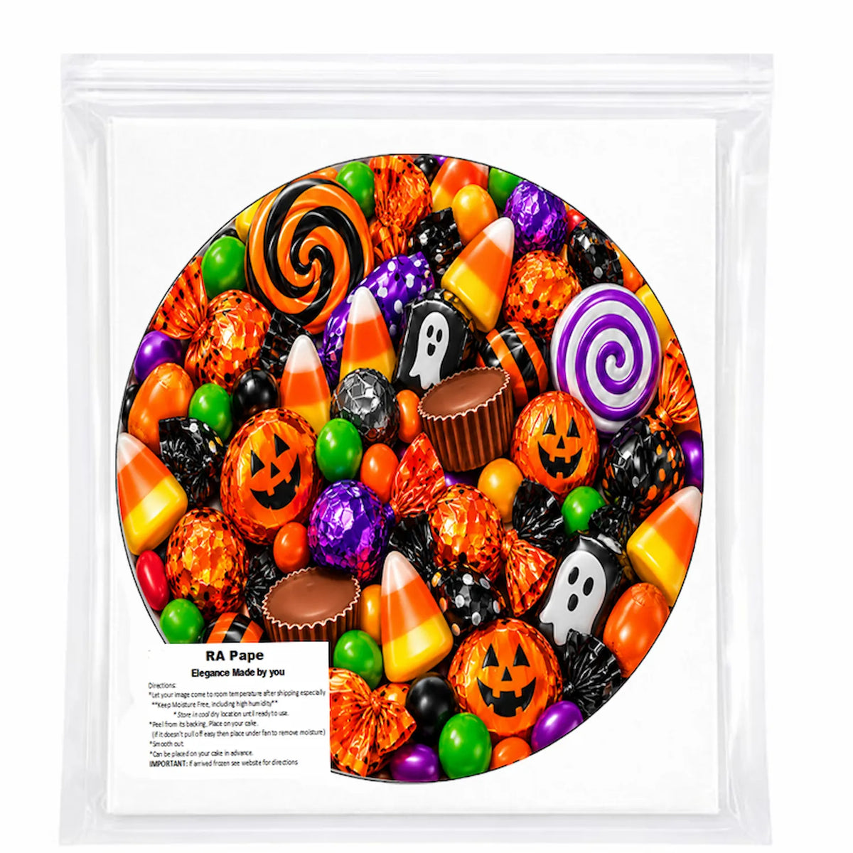 Halloween Seamless Jack-O-Lantern Trick-Or-Treat Edible Image Cake Wrap and Topper Icing Sheet - RA Pape