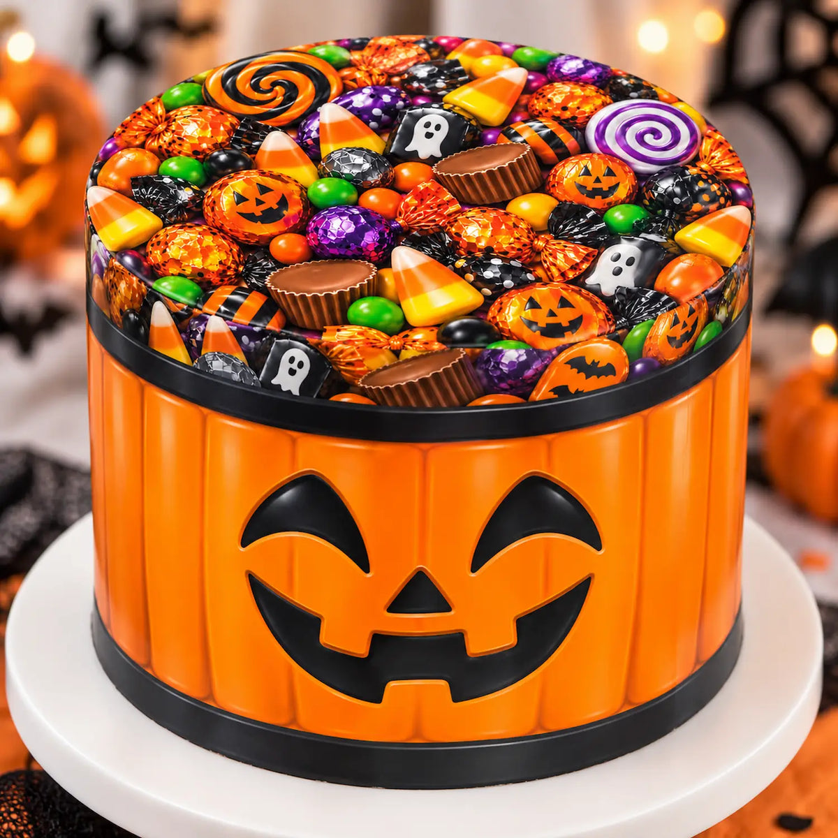 Halloween Seamless Jack-O-Lantern Trick-Or-Treat Edible Image Cake Wrap and Topper Icing Sheet - RA Pape