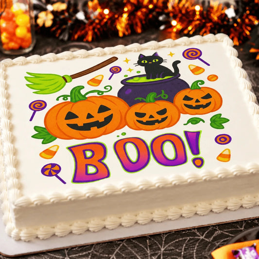 Halloween Edible Image Cake Topper – Spooky Design – 1/4 Icing Sheet – RA Pape