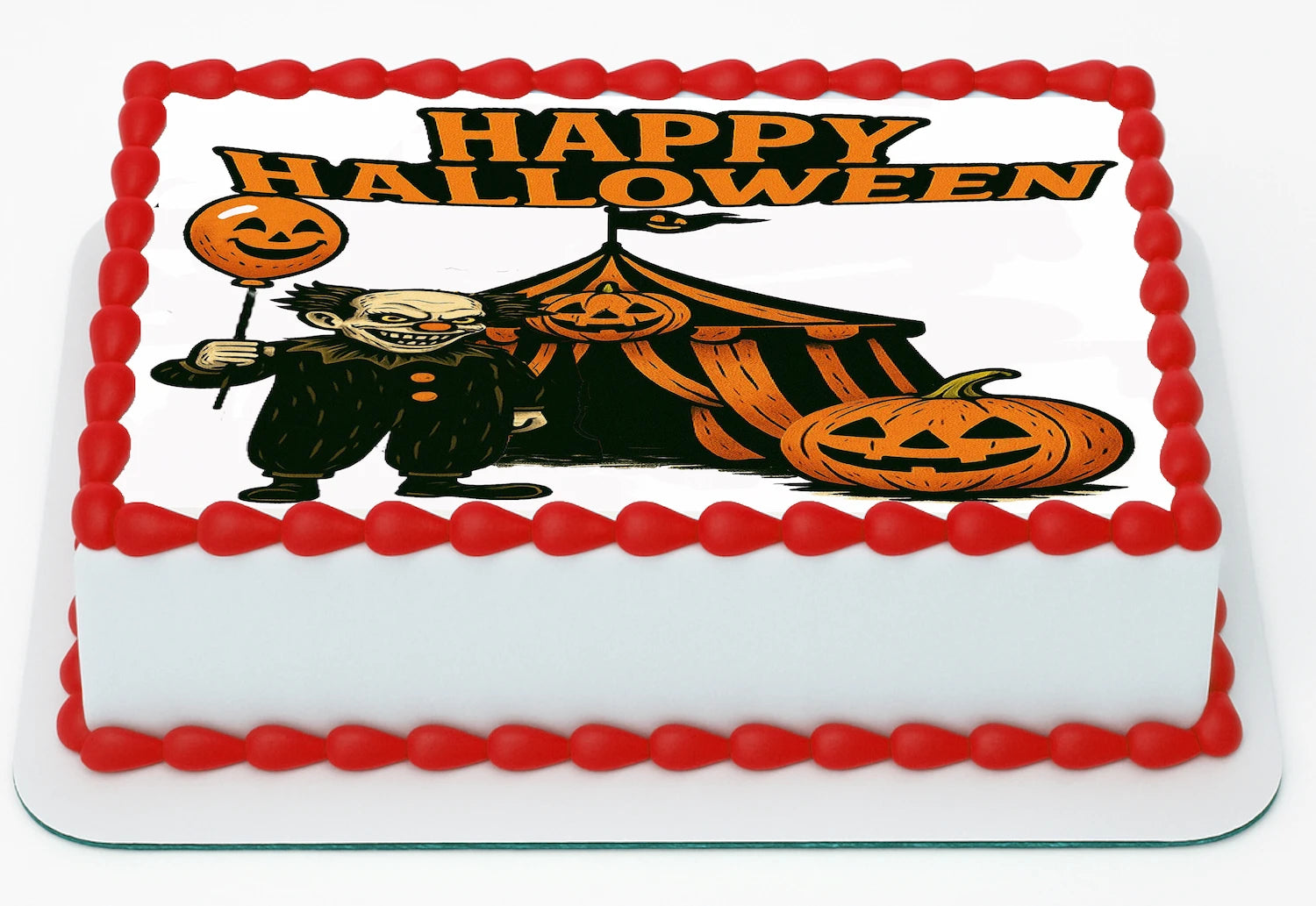 Custom Edible Cake Topper – Halloween Carnival Design – 1/4 Sheet Cake (9x13) – Precut Icing Sheet – RA Pape