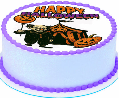 Custom Edible Cake Topper – Halloween Carnival Design – Pre-cut 8" Round Icing Sheet – RA Pape