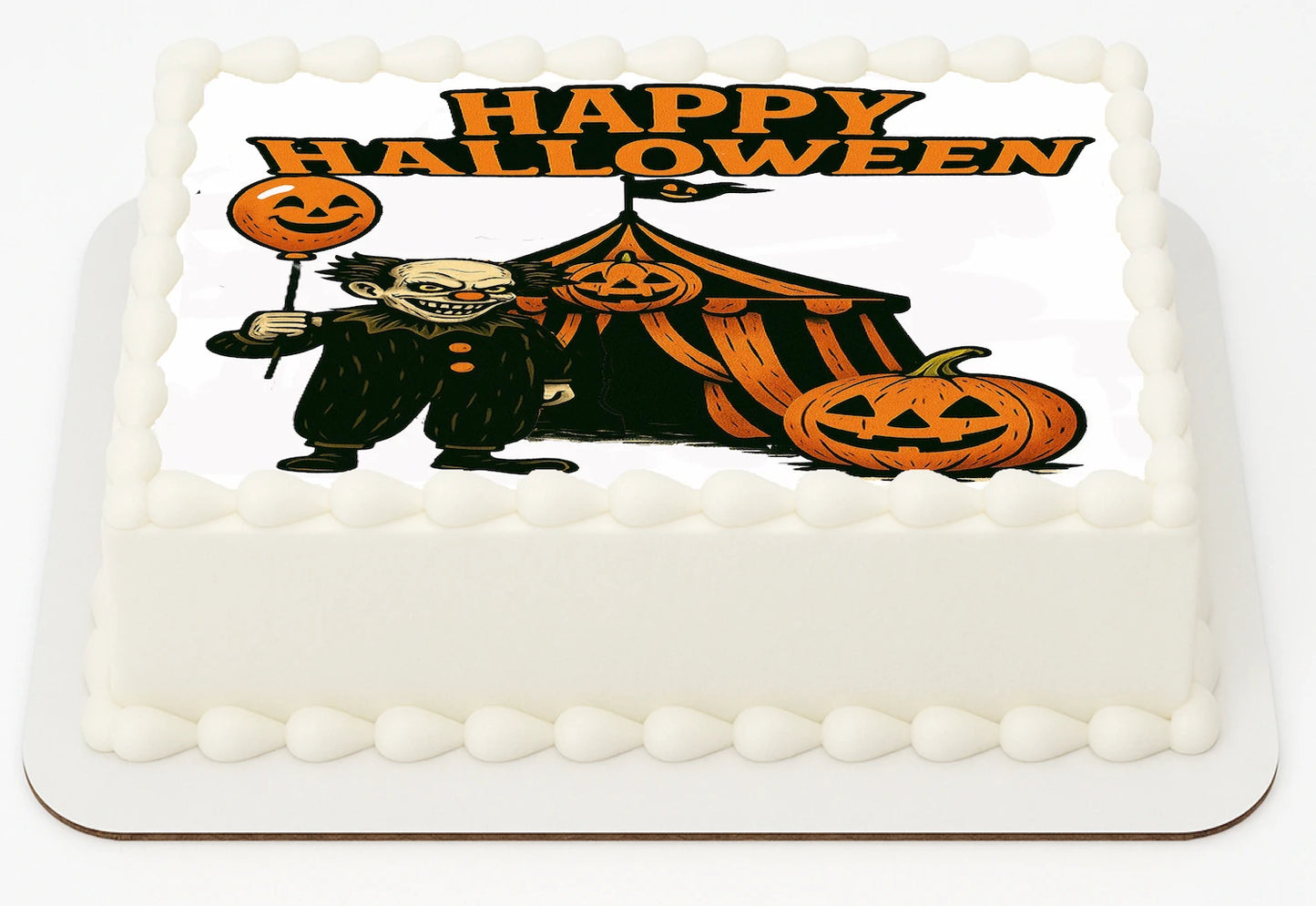 Halloween-themed icing Images with a witch and pumpkin design