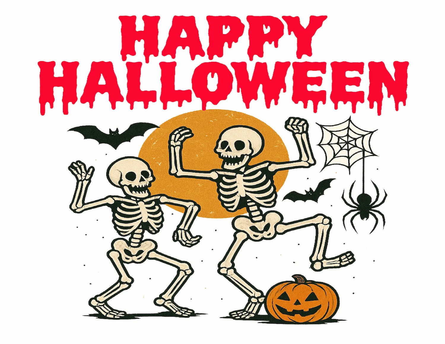 Edible Icing Images Dancing Skeletons 'Happy Halloween' text