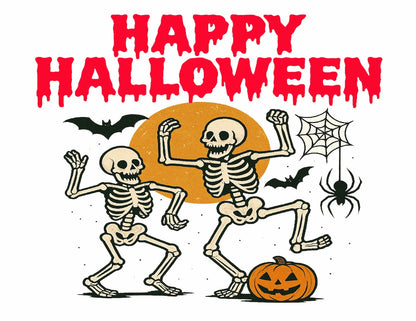 Edible Icing Images Dancing Skeletons 'Happy Halloween' text