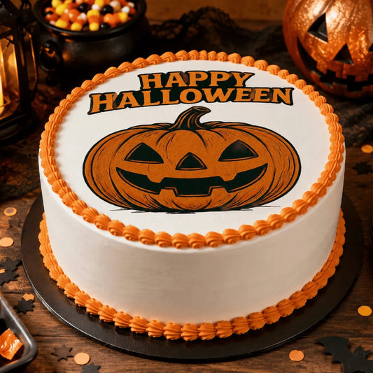 Halloween Edible Image Cake Topper – Jack O Lantern Design – Precut 8" Icing Sheet – RA Pape