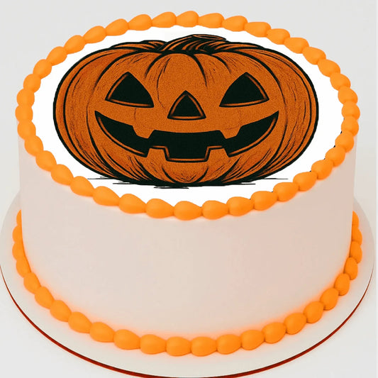 Halloween Edible Image Cake Topper – Jack O Lantern Design – Precut 8" Icing Sheet – RA Pape