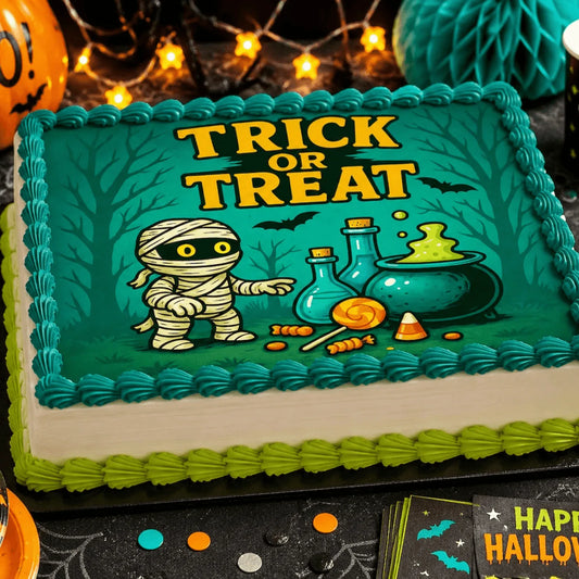 Halloween Edible Image Cake Topper – Mummy Candy Lab Design – 1/4 Icing Sheet – RA Pape