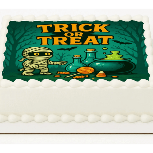 Halloween Edible Image Cake Topper – Mummy Candy Lab Design – 1/4 Icing Sheet – RA Pape
