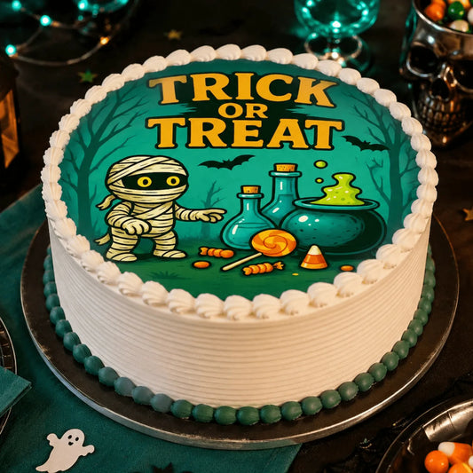 Halloween Edible Image Cake Topper – Mummy Candy Lab Design – Precut 8" Icing Sheet – RA Pape