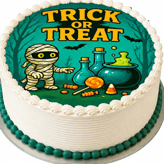 Halloween Edible Image Cake Topper – Mummy Candy Lab Design – Precut 8" Icing Sheet – RA Pape