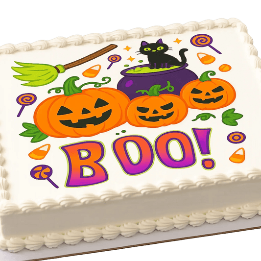 Halloween Edible Image Cake Topper – Spooky Design – 1/4 Icing Sheet – RA Pape