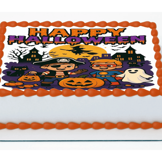 Halloween Edible Image Cake Topper – Trick or Treat Design – 1/4 Icing Sheet – RA Pape