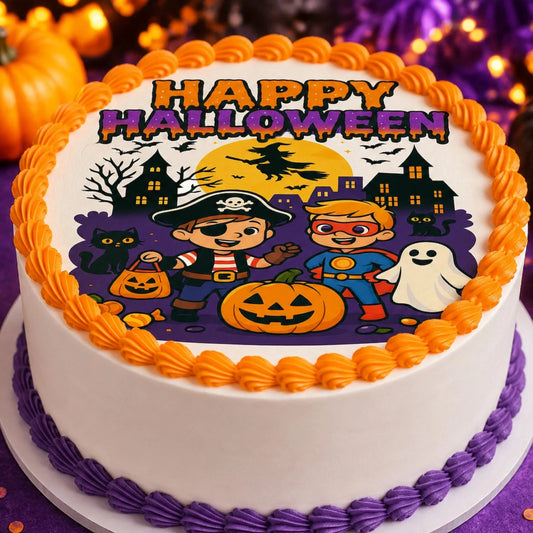Halloween Edible Image Cake Topper – Trick or Treat Design – Precut 8" Icing Sheet – RA Pape