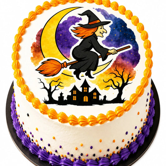 Halloween Edible Image Cake Topper – Witches Night Ride Design - Precut 8" Icing Sheet – RA Pape