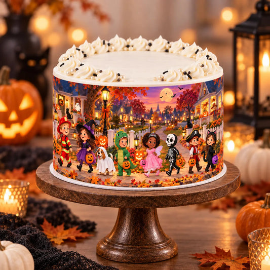 Halloween Edible Image Cake Wrap -Seamless Trick or Treat Icing Sheet - RA Pape Celebration