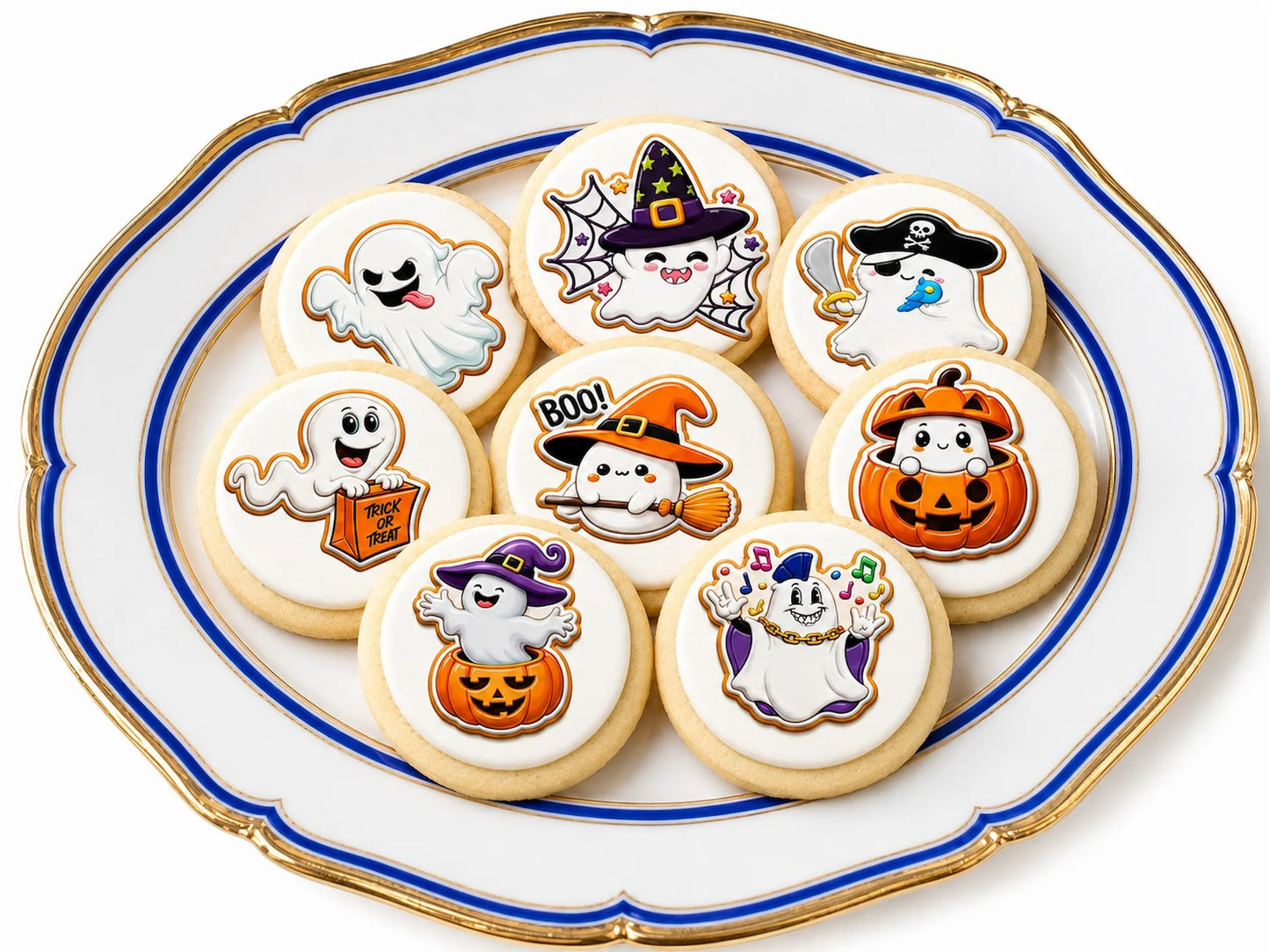 Halloween Edible Image Cookie-Cupcake Topper Ghostly Delights-20- 2" Precut Icing Sheet- RA Pape