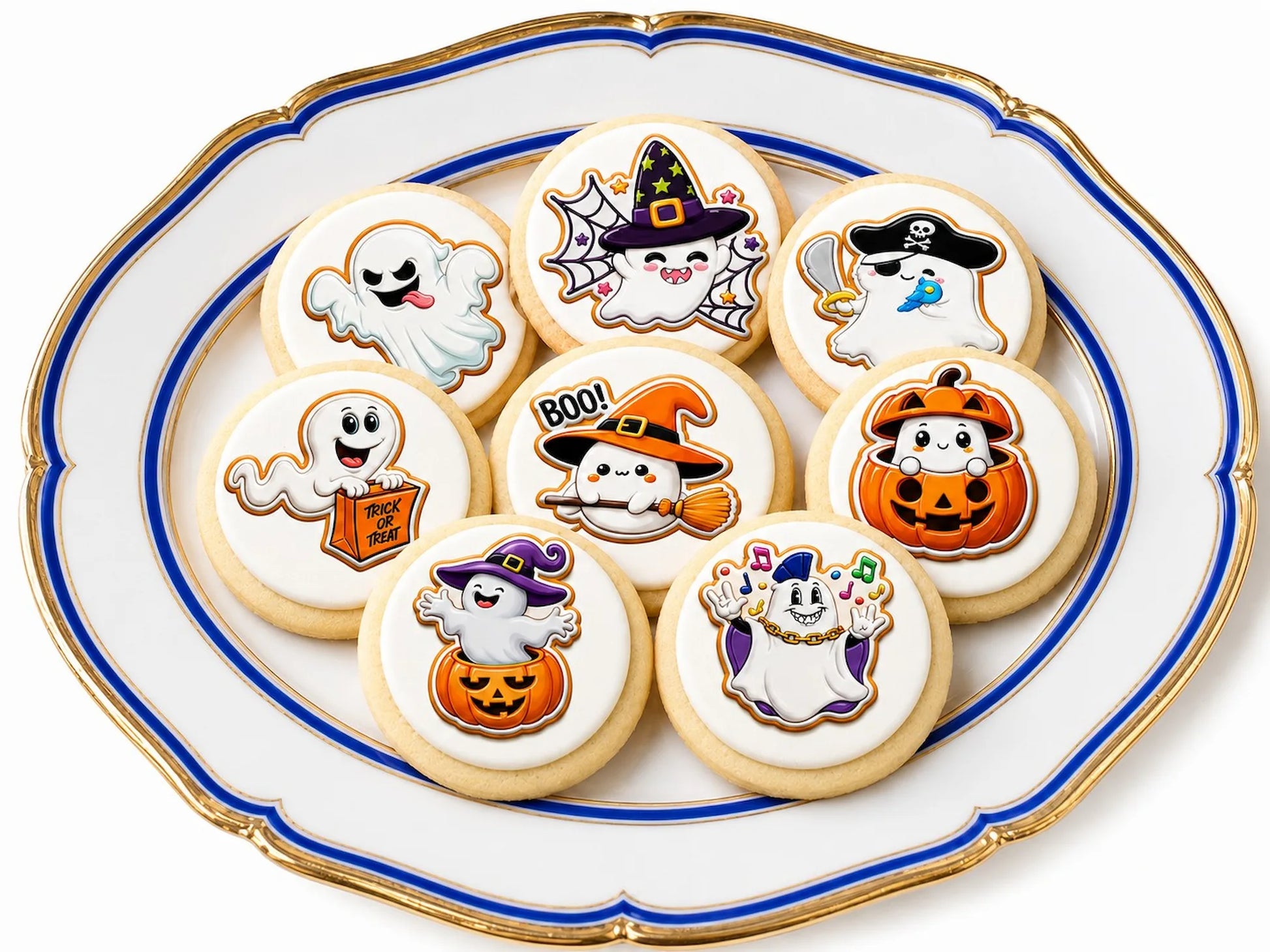 Halloween Edible Image Cookie-Cupcake Topper Ghostly Delights-20- 2" Precut Icing Sheet- RA Pape
