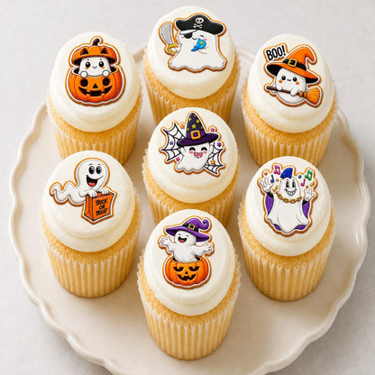 Looking great anytime Halloween Edible Image Cookie-Cupcake Topper Ghostly Delights-20- 2" Precut Icing Sheet- RA Pape