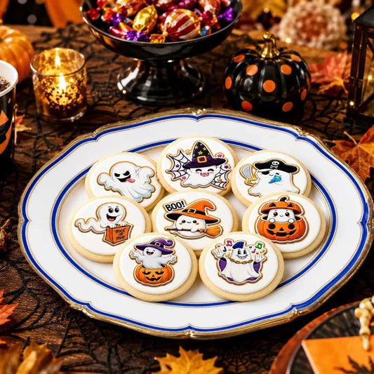 Halloween Edible Image Cookie & Cupcake Topper Ghostly Delights-20- 2" Precut Icing Sheet- RA Pape