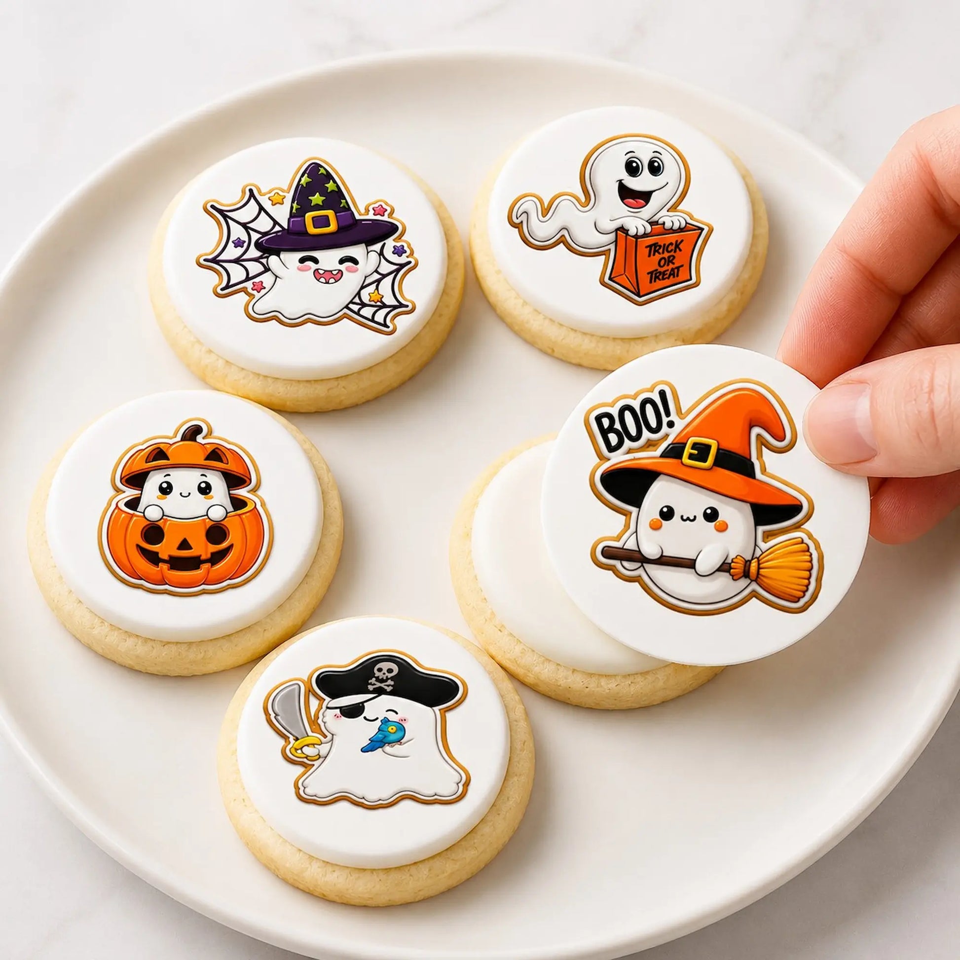 Halloween Edible Image Cookie Topper Ghostly Delights-20- 2" Precut Icing Sheet- RA Pape