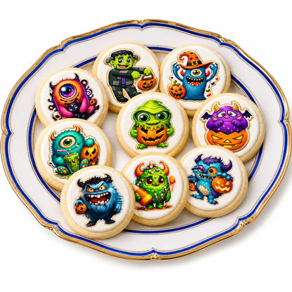 Halloween Edible Image Cookie & Cupcake Topper Little Monsters - 20- 2" Precut Icing Sheet- RA Pape