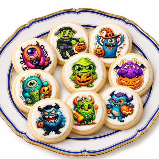 Halloween Edible Image Cookie & Cupcake Topper Little Monsters - 20- 2" Precut Icing Sheet- RA Pape