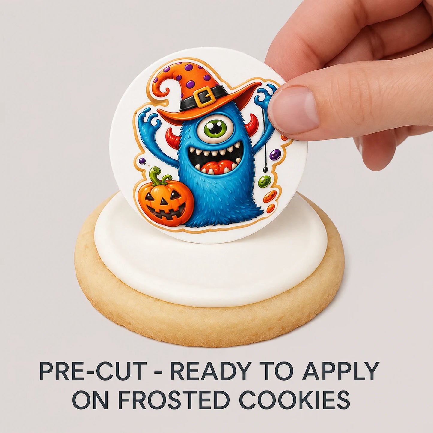 Easy to use Halloween Edible Image Cookie & Cupcake Topper Little Monsters - 20- 2" Precut Icing Sheet- RA Pape