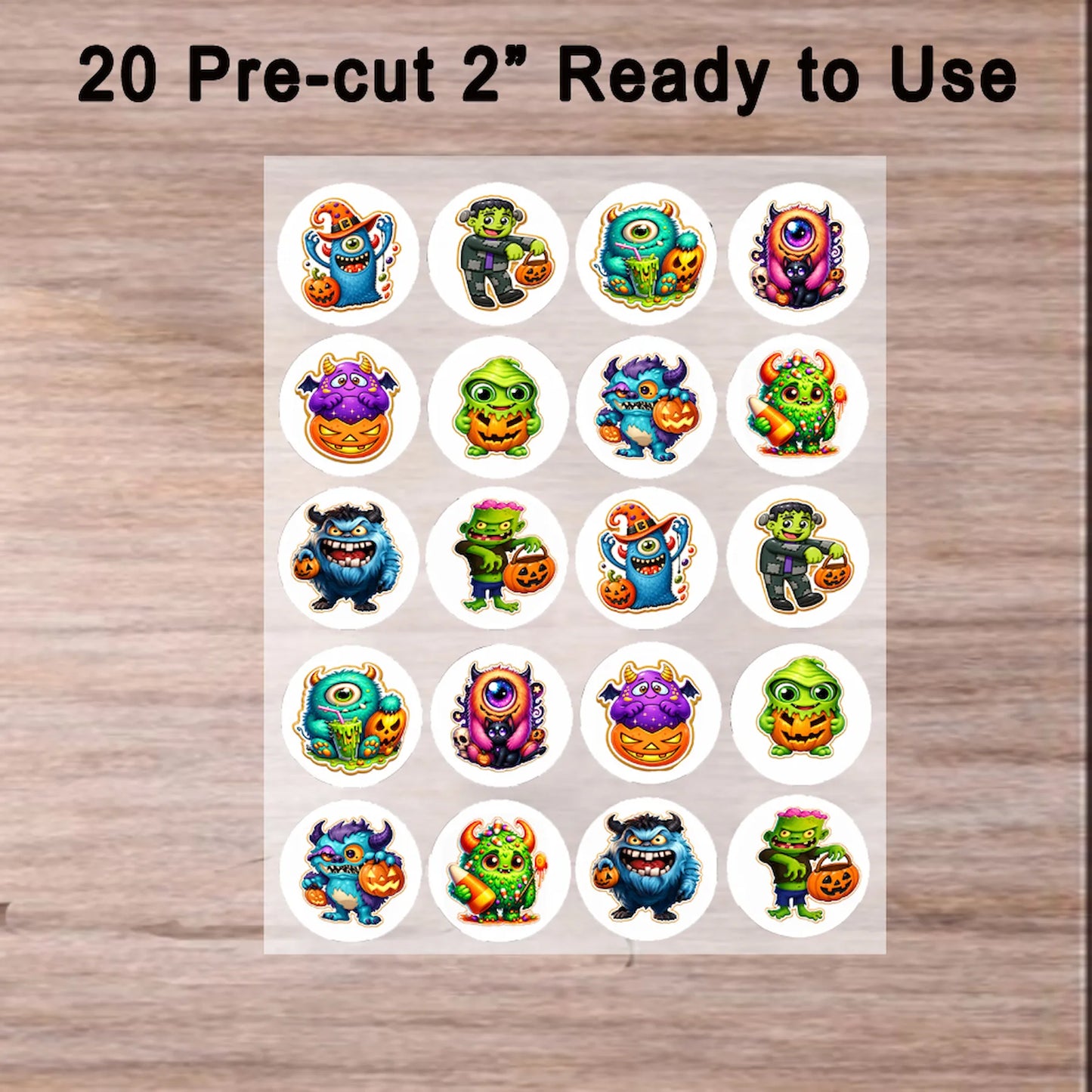 Halloween Edible Image Cookie & Cupcake Topper Little Monsters - 20- 2" Precut Icing Sheet- RA Pape ready to use no tools needed