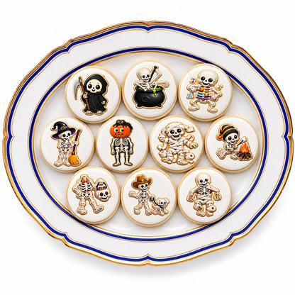 Halloween Edible Image Cookie & Cupcake Topper Skeleton Crew - 20 Precut Icing Sheet- RA Pape