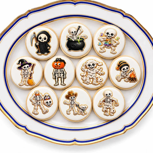 Halloween Edible Image Cookie & Cupcake Topper Skeleton Crew - 20 Precut Icing Sheet- RA Pape