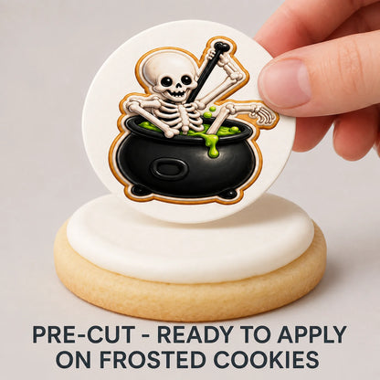 Halloween Edible Image Cookie & Cupcake Topper Skeleton Crew - 20 Precut Icing Sheet- RA Pape Easy to apply