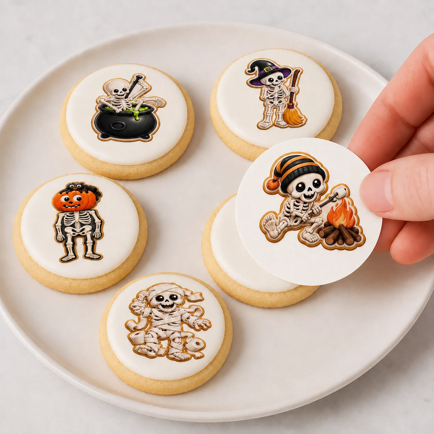Halloween Edible Image Cookie & Cupcake Topper Skeleton Crew - 20 Precut Icing Sheet- RA Pape Easy to use